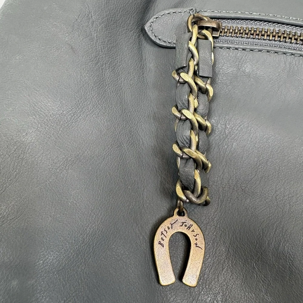 Vtg Betsey Johnson Shoulder Purse Satchel Studs Ruffles‎ Charms Y2K Gray